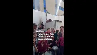 Palestinian Kids Celebrate With Drums in Gaza