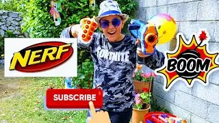 NERF Gun Fun Challenge | Shooting Balloons with Artur and Jessica