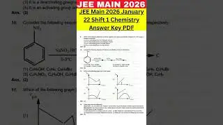 JEE Main 2026 January 22 Shift 1 Chemistry  Answer Key PDF #jeemain2026 #jeemainanswerkey