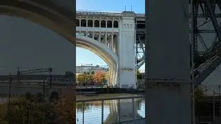 RTA Train under the Detroit&ndash;Superior High Level Bridge #historicalbridge #cleveland #ohio