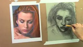 Female Portrait Charcoal Drawing on Gray-Toned Paper