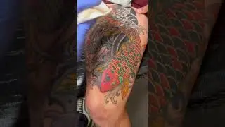 Koi tattoo cover up by Jerry Blades out of Sunset tattoo parlor #tattoo #miami #koi #coverup