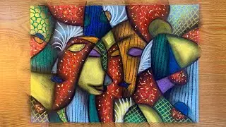 Woman Face Curve Abstract Painting + Depthes In Soft Pastel | Relaxing Colorful Art Demonstration