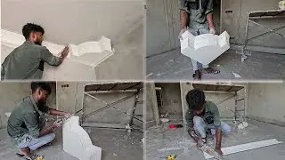 How to cut an fitting cornice corner gypsum plaster Design on living room | Nova Gypsum Decoration