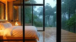 Pure Heavy Rain White Noise 🌧️ 1 Hours of Sleep Ambience with a Forest View