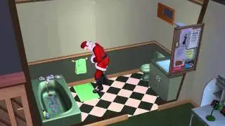 Santa Peeing and Laughing