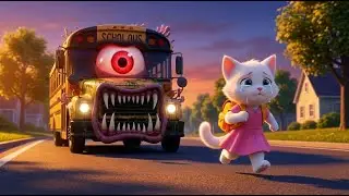 😱🛸Kitten encounters a mutant school bus monster on the way to a picnic! Part 5 👮💥#aicat