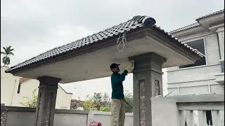 Technique For Plastering Gate Walls With Flexible Mortar - Japanese Architectural Gate Roof