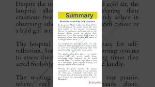 Why I like Hospital (Poem) By Tony Hoagland (Summary)