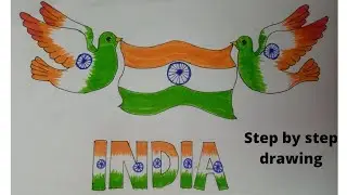 India flag drawing with pigeon/how to draw flag with dove/how to draw flag with pigeon