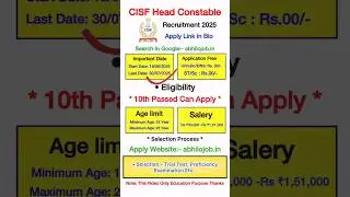 CISF head constable recruitment 2025 || #cisfheadconstable #newjobs #sarkarinaukarigk #hindisong