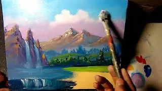 #39.Cómo pintar SEGUNDA  MANO en paisaje, con nube, cerro y cascadas. 1a parte