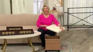 Pacific Thyme Wooden Storage Ottoman with Wheels & Fabric Seat on QVC