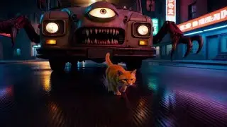 Feline Fury: Bus Chase Through Zombies