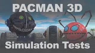 Тесты движения механического существа PACMAN в 3D | Симуляция в Cinema 4D