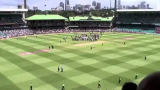 Barmy Army-'Mitchell Johnson Song' during Cook's award ceremony-SCG Ashes Test 2011