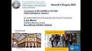 Il processo di SELEZIONE in STUDIO PROFESSIONALE LEGALE - Luca Menci HR Director BonelliErede