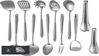 304 Stainlss Steel Kitchen Utensils Set 12 Pcs Long Metal Cooking Utensil