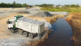 New Action, Bulldozer SHANTUI DH17C3 Pro Working, Dump Truck Unloading