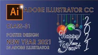 Happy New Year 2021 Vector Design - 2021 Greeting - Adobe Illustrator Tutorial for Beginner