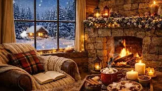 Cozy Winter Cabin Ambience 🔥 Fireplace & Snowy Night Outside (2 Hours)  Relax &bull; Study &bull; Sleep