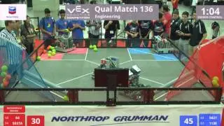 VEX Worlds 2016 - VRC High School - Engineering - Qual 136 (64 5937A) 67 vs 165 (9421 1138)