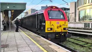 TfW 67022 and DVT 82230 depart Cardiff Central
