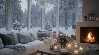 Gentle Snow, Soft Wind and Fireplace Sounds for Deep Sleep, Stress Relief and Modern Winter Calm