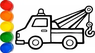 Tow truck Drawing, colouring & panting for kids | easy drawing for kids | How to draw tow truck