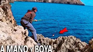 No sab&iacute;a que ERAN TAN GRANDES... &iexcl;&iexcl;PESCA con CA&Ntilde;A DE MANO Y BOYA en ACANTILADO!!