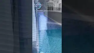 Transparent blue PC slats pool cover with remote control  #pool #swimmingpool #poolcover