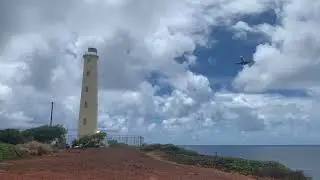 Plane landing at Lihue Airport in Kauai Hawaii