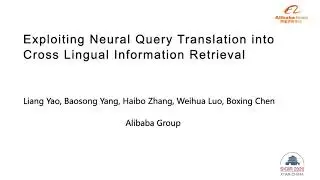 SIGIR eCom'20 paper15: Exploiting Neural Query Translation into Cross Lingual Information Retrieval