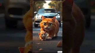 Poor orange cat got into accident 😢 #animation #rabbit #animalrescue