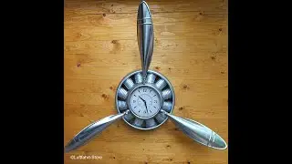 Wanduhr Propeller, Sternmotor, Metall silber ca. 90 cm Durchmesser