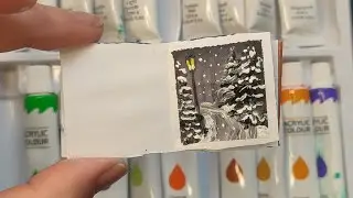 Easy Drawing of Winter Season | Лёгкий зимний рисунок акрилом поэтапно для начинающих🌲❄️🎨