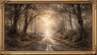 Moody Road in the Woods Gold Frame TV Art | 5 Hours Long | NO ADS | Relaxing Watercolor Artwork