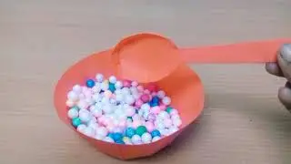 Diy paper bowl and spoon /paper craft for school /paper craft /Origami bowl and spoon.