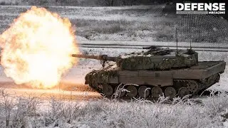 Leopard 2A4 in firing action (Czech Army)