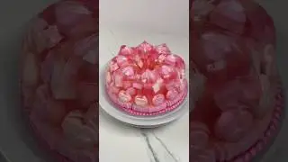 making a Barbie style jelly cake - glass pink 💗💗💗 #jelly #dessert #satisfying #shorts