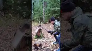 Wood Cutting During hike in Arctic Circle