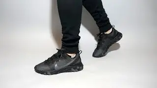 Nike React Element 55 All Black BQ6166-008 on feet