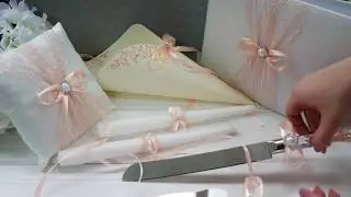 Wedding accessories Handmade Wedding set white and peach Свадебный набор Свадебный декор VIZZARA
