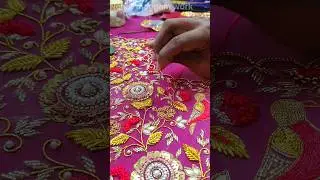 Normal Needle Stitch। embroidery for beginners। Nehar maggam work। #shorts #youtubeshorts