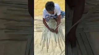 Traditional Palm leaf mat weaving process in Indian Village