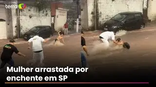 Mulher &eacute; arrastada por enchente, mas &eacute; salva do pior; veja