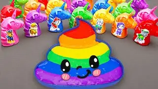 💦👉 Satisfying ASMR Making Rainbow Poop Slime Bathtub by finding & mixing Rainbow Unicorn CLAY 🦄