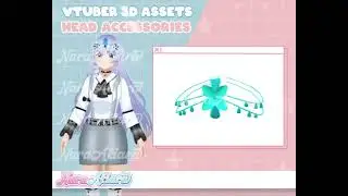 3D Head Accessories - Beautiful Blue Bandana That Adorns Vtuber's Long Hair, Liven Up Your Streaming