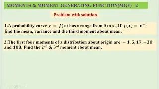 Moments & Moment generating function 2 ,  #problemwithsolution ,    please subscribe, like & share🙏
