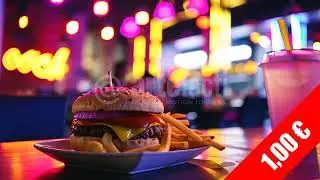 HD Food Stock Video: Retro Diner Burger and Milkshake